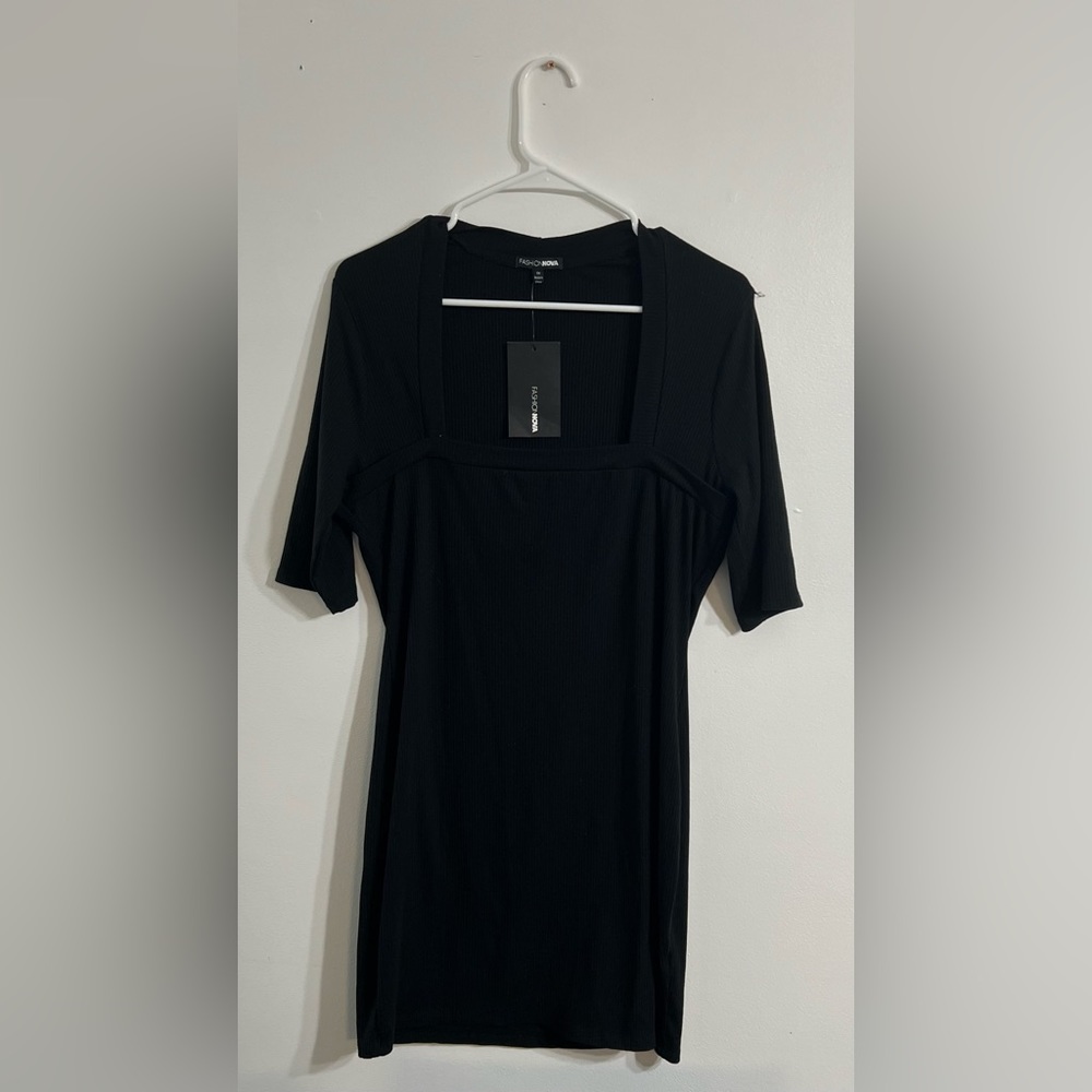 Fashionova square neck black dress